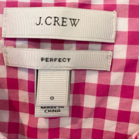 J. Crew The Perfect Shirt Red Gingham Cotton Long Sleeve Blouse Size 0 - Picture 4 of 6